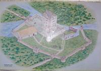 Irlande, Co Galway, Killarone, Aughnanure Castle au XVIeme siecle (Dessin)